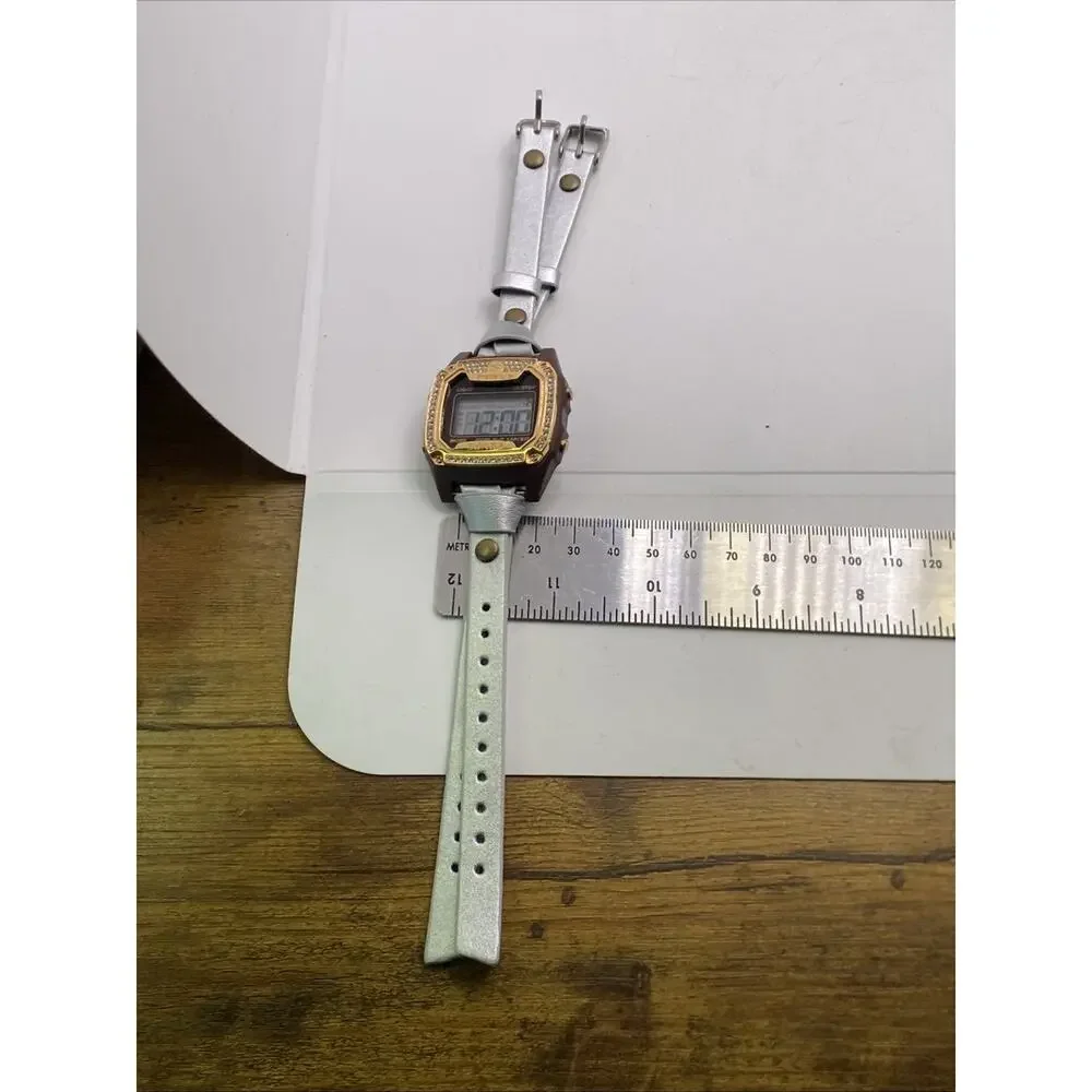 Freestyle Shark Rosegold Rhinestone SilverLeather Band Surfing Watch New Battery